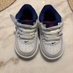 Nike Kids White and Navy Sneakers